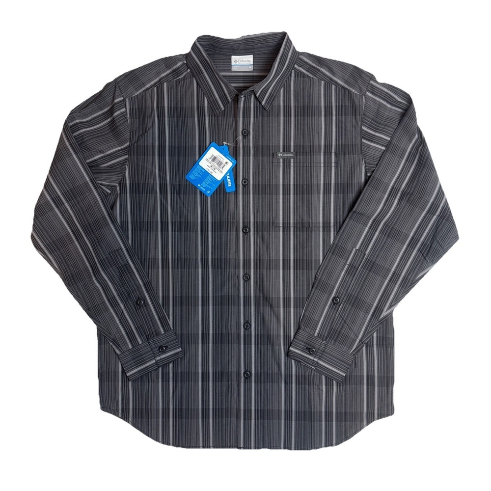 Columbia Roger's Peak Printed Long Sleeve Grey Plaid Button Down Mens Medium